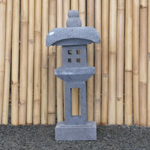 Product image of the product “Japanese style Garden Lantern, made from Andesit Stone. Multipart. 75 cm Height, Roof is 30 cm width. ”